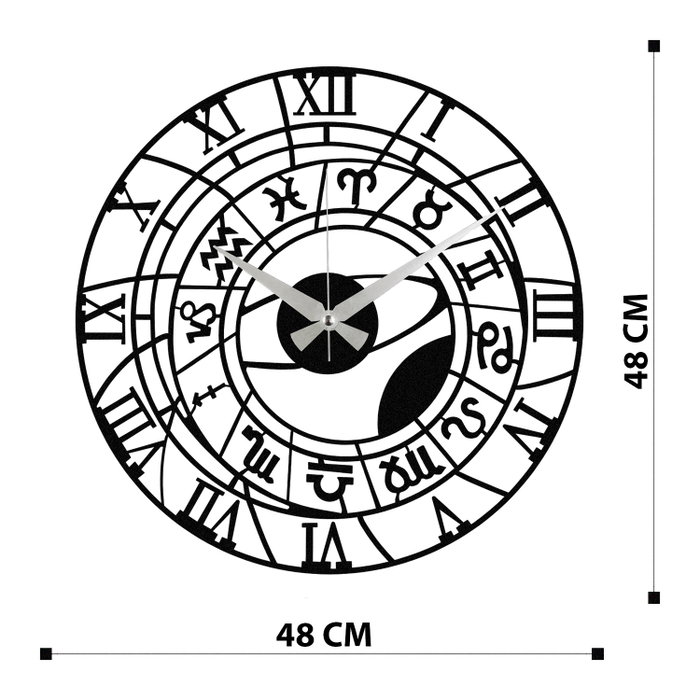 Wallity Enzoclock - S025 Reloj de pared decorativo de metal negro Wallity Enzoclock - S025 Reloj de pared decorativo de metal negro